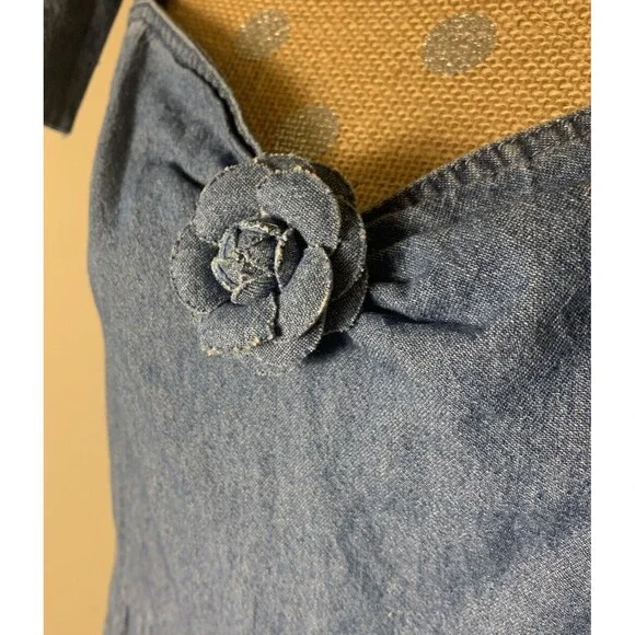 Audrey Park x Francesca's Maria Rosette Front Denim A Line Mini Dress New XL - Picture 4 of 12